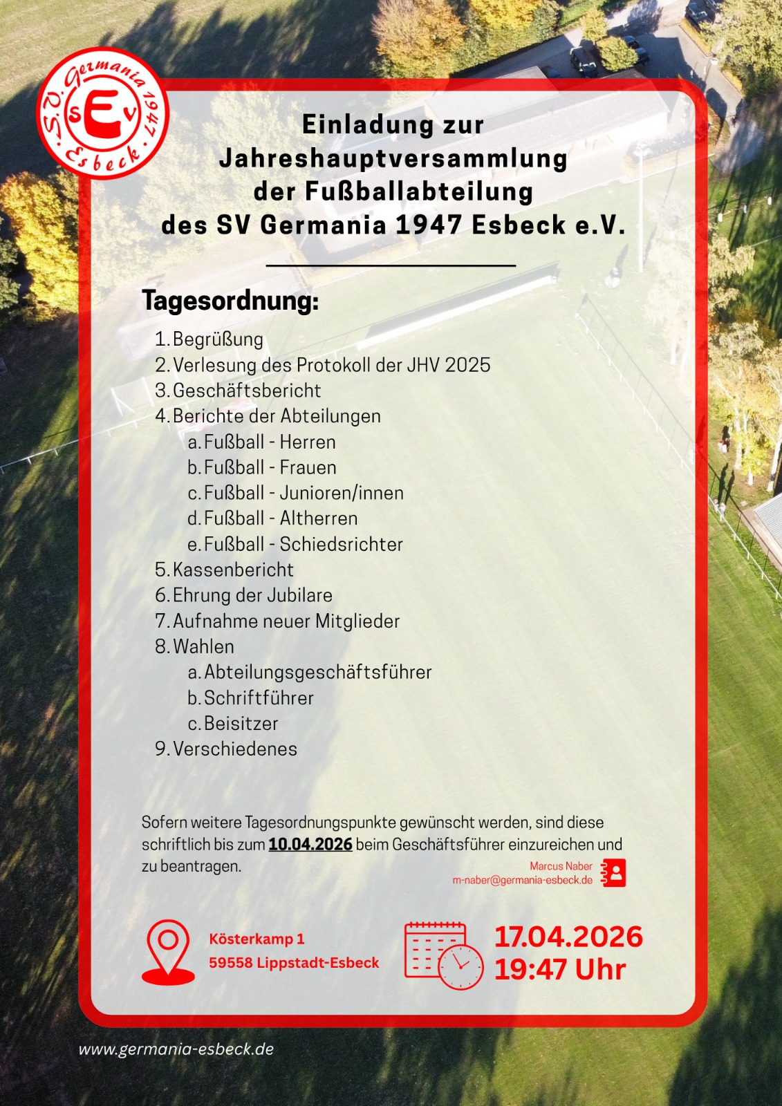 Read more about the article Jahreshauptversammlung Abteilung Fußball 2026